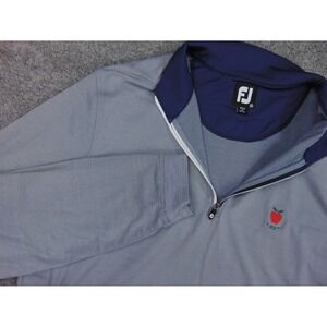 FootJoy Golf Pullover Mens Med Gray Blue  Quarter Zip Long Sleeve Apple Logo